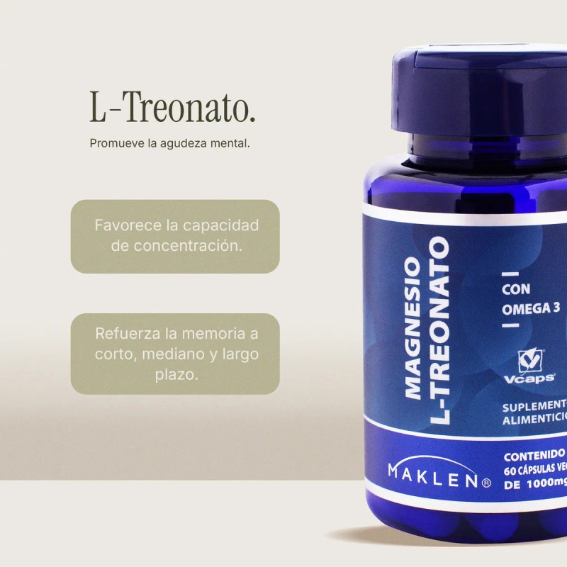 L-treonato De Magnesio + Omega 3 | 60 Cápsulas |