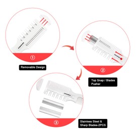 BANGMENG Hair Cutter Comb, Shaper Razor Comb, Split Ends Trimmer Styler, Double Edge Razor Blades for Thinning, Cutting and Styling, Extra 5 Blades Included
