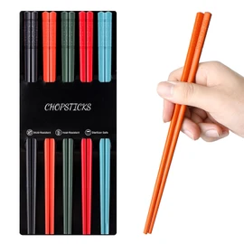 tiokin 5 Pairs Fiberglass Chopsticks-Reusable Chopsticks, 24cm Matte Non-Slip Family/ Hotel/ Restaurant Chop Sticks, Chinese/Japanese Hair Chopstick Gift Set, Morandi Multicolor, Dishwasher Safe