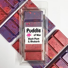 Puddle of Wax - Black Plum & Rhubarb Soy Wax Melt Snap Bar - 50g - Fruity Scent - Vegan Friendly - Made in the UK