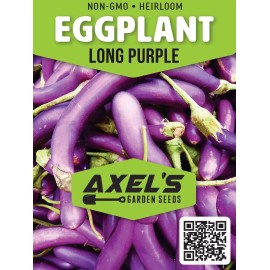 Axel's Garden Seeds Long Purple Eggplant Seeds | Heirloom | Non-GMO | Fresh Garden Seeds - 250 Seeds