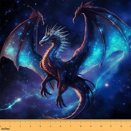 Erosebridal Dragon Fabric by The Yard, tela decorativa de dragón 3D, tela de tapicería de galaxia de cielo estrellado para sillas, tela impermeable de vida silvestre antigua, tela mágica de Aurora,