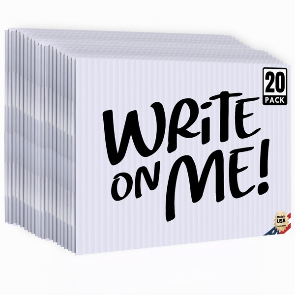 20 Pack 16"x12" Corrugated Blank Yard Signs, Double Sided Yard