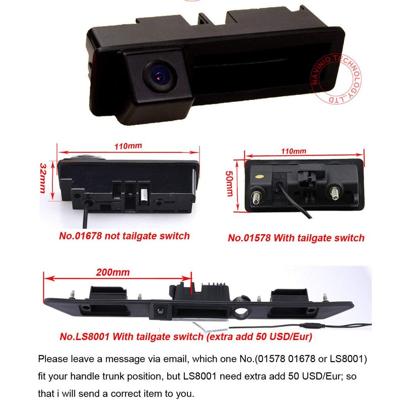 HD Parking Aid Boot Handle Reversing Camera with Micro Switch