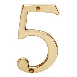 Bright Solid Brass 3 7/8" Address House Number '5' | Renovator Supply