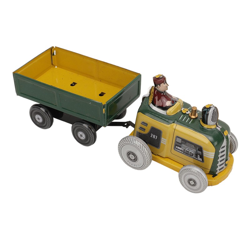Wind Up Metal Walking Toy Tinplate Tractor Nostalgic Handmade Delicate