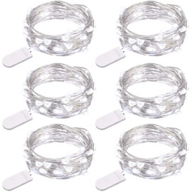 [6 paquetes] EShing Luces de hadas alimentadas con pilas, 7 pies, 20 luces LED mini en cadena, luces de luciérnaga, luces para tarro Mason, luces centelleantes para jarrones, centros de mesa DIY