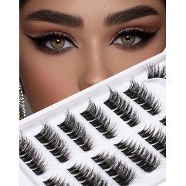 Lash Clusters Cat Eye 7 Pairs Eyelash Clusters Wispy DIY Lash That Look Like Extensions 12-15MM 3D False Eyelashes Natural Soft Fluffy Mink Individual Cluster Lashes