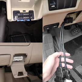 OBD Splitter Adapter, Right Angle 30cm/12 OBD II Splitter Extension Cable Male to Dual Female Y Cable, 16 Pin Cable Male to Dual Female Cord Adapter