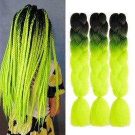 AFNOTE Ombre Braiding Hair Extensions 24 Inch 3 Packs Synthetic High Temperature Rainbow Jumbo Braiding Hair Twist Crochet Braids Hair for Women (B13)