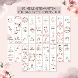 Baby Milestone Cards (German Language Version, English language not guaranteed), Photo Cards, Baby Cards, Milestone Cards, Great Gift Idea for Birth, Baby Shower, Pregnancy, Gift set, boy or girl, Pack of 40