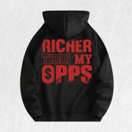Richer Than My Opps Graphic Hoodie 100% Cotton US Warehouse 6 ColorsColor: Light gray, Size: M