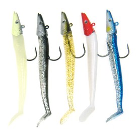QualyQualy 4.7in 0.77oz Sinking Pencil Fishing Jigs Soft Fishing Lures Saltwater Freshwater Swimbaits Lead Fishing Jigs For Bass Trout 5 Pcs Mixed Color