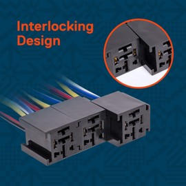 TRUE MODS 5 Pack Bosch Style 5-Pin 12V Relay Kit [60/80 Amp Heavy Duty] [Interlocking Harness Socket Holder] [12 AWG Hot Wires] [SPDT] 12 Volt Automotive Relays for Auto Fan Cars