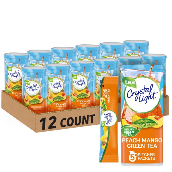 Crystal Light Sugar-Free Peach Mango Green Tea Naturally Flavored Powdered Drink Mix 60 Count Pitcher Packets