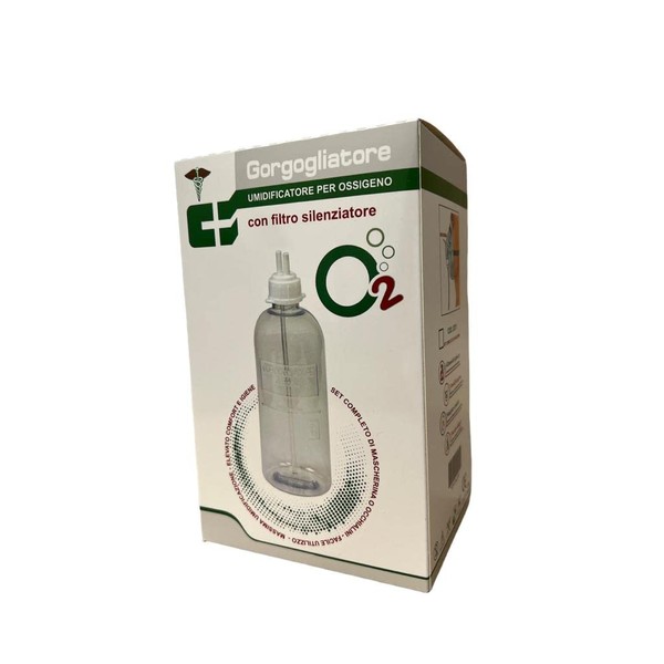 Gorgogliatore Ossigeno completo di tubo e mascherina - terapia ossigeno - uso professionale o domiciliare - Originale Cura Farma