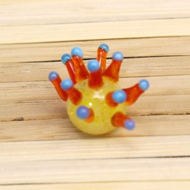 CKK429 Forkart Figurine, Red, Width: 1.0 inches (25 mm), Cute, Handmade, Glasswork, Illuminated, Isokinchaku