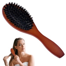AOOWU Boar Bristle Hair Brush, 100% Soft Natural Bristles for Thin and Fine Hair, Hair Brush for Women Men Children Improve Hair Texture Restore Shine, and Makes Hair Smooth & Health (Round)