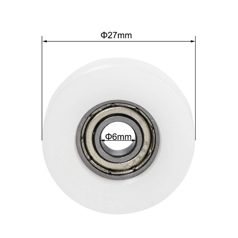 sourcing map U Groove Guide Pulley Rail Ball Bearings 6x27x9mm