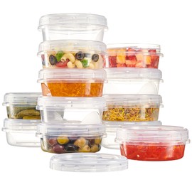 PLASTICPRO - Paquete de 12 recipientes de almacenamiento de alimentos con tapa transparente atornillada, contenedores reutilizables de 8 onzas, aptos para congelador y microondas, almacenamiento de