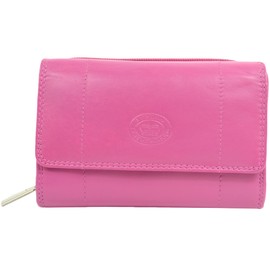 Ladies Soft Real Nappa Leather Zip-around Purse with Front Flap and Double Credit Card Swing Section (Lilac/Dark Brown/Dark Red/Mid Brown) (Blush)