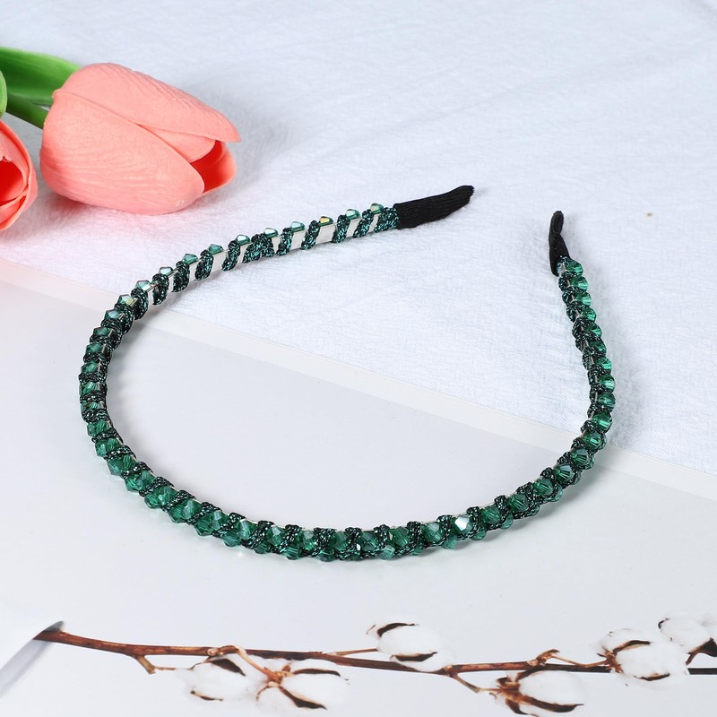 VOCOSTE Hair Hoops Women Headband Headband Rhinestone 0.6cm Width 1pcs