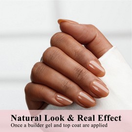 SXVME Soft Gel Nail Tips Short Oval Gel X Nails, 300Pcs Pre-applied Tip Primer Gel X Nail Tips, Natural Brown Colored Gel Tips Acrylic Fake Nails Extensions Nude False Nails Press ons for Easy DIY