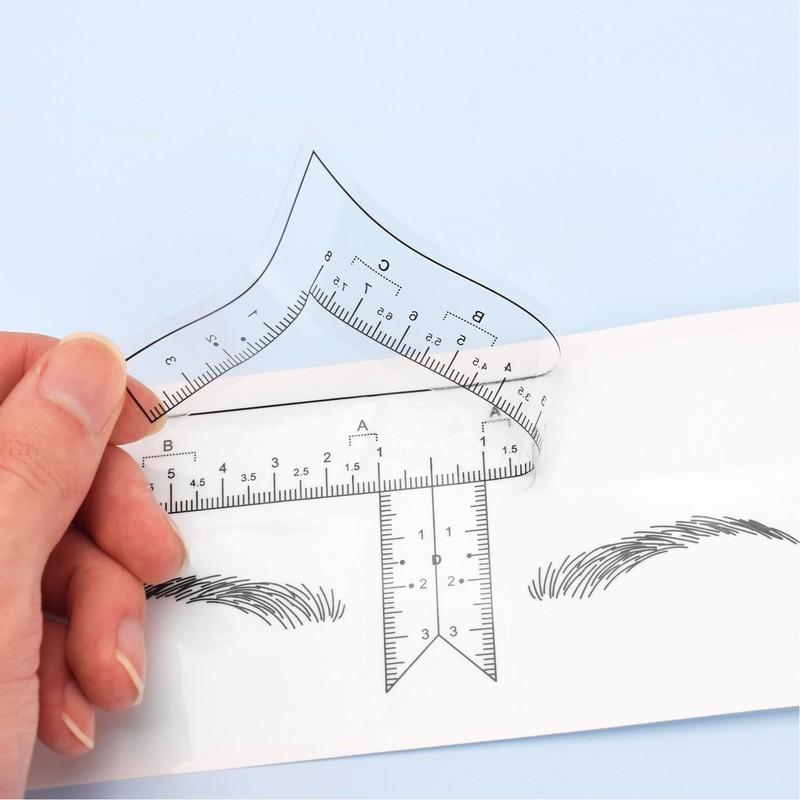 100PCS Eyebrow Ruler Stencils Clear Scale Transparent Adhesive Eyebrow Designer