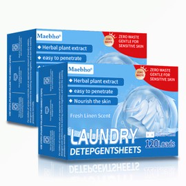 240 Hojas Láminas de Detergente,con Suavizante de Telas, Hipoalergénicas, Eliminan Manchas con Eficacia Biodegradables, Limpieza Profunda, Aptas para el Hogar y Viajes (Lino fresco)
