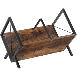 YINMIT Vinyl Record Holder, 80-100 LP Vinyl Record Storage Rack, Quick Assembly Vinyl Record Display, Retro Style Organizer for Magazine, Book, Files, Albums (Rustic Brown, 1 Tier)