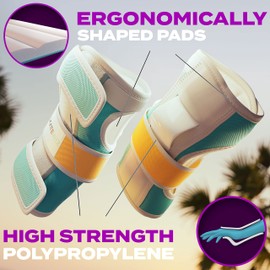 SKATEWIZ Adult Knee Elbow Pads Roller Skate Pads Adult Women [6pc] Shield Size L in Lavender Blue - Elbow Pads Set Wrist Guards - Skating Protective Gear Adult Skate - Roller Skate Skateboard Youth