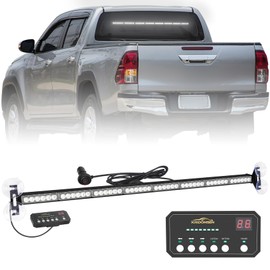 XRIDONSEN 35 inch White Traffic Advisor Light Bar 48 LED Emergency Strobe Lights Safety Warning Lights Front/Rear Window w/Display Controller for Firefighter Police Law Enforcement Vehicles Trucks