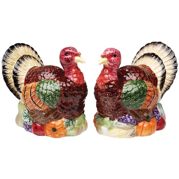 Turkeys Salt And Pepper Shaker Set Thanksgiving Fall Harvest Tableware Décor