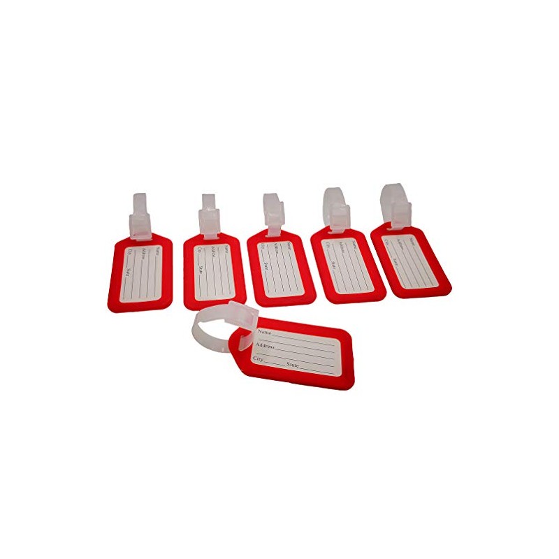 Krueis 6Pc Waterproof Luggage Tag Bright Plastic Label for Airport