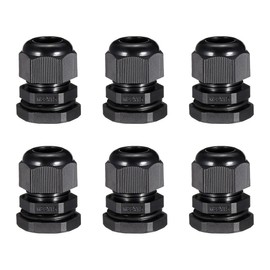 sourcing map 6Pcs M22 Cable Gland Waterproof Plastic Joint Adjustable Locknut Black for 10mm-13mm Dia Cable Wire