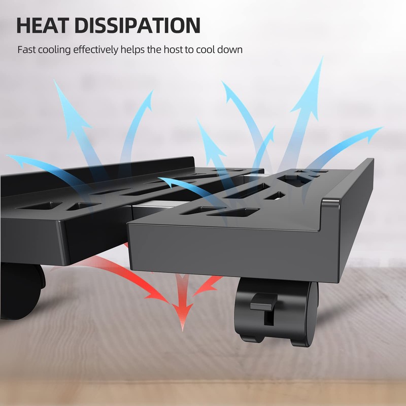 Adjustable Mobile CPU Stand, Ventilated Computer Tower Stand PC Tower