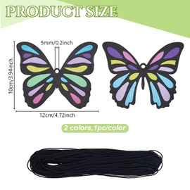 ORIGACH 2 Pcs Metal Replacement Wind Catcher, Wind Chime Parts Replacement with 16.4 FT Nylon Cord, Metal Wind Chime Replacement Sail for Sympathy Wind Chimes, Butterfly, Coloured