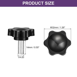 sourcing map 8Pcs Clamping Screw Knob, 1/4-20 x 0.55 Hex Shaped Star Knob Plastic Grips Hand Tightening Screw Handle for Umbrella Base Mechanical Furniture, 32mm Dia