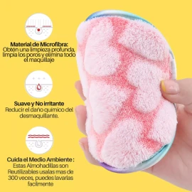 Universo en Linea Set 4 Almohadillas Limpieza Facial Doble Cara Lavable F