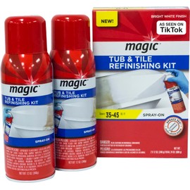 Magic Tub and Tile Refinishing Kit - Spray on Aerosol - Refinish Sinks Tile Porcelain Acrylic Fiberglass and Ceramic Surfaces, Bright White, 12 Ounce (Pack of 2)