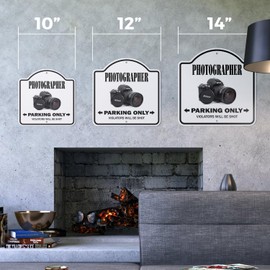 Photographer 12" X 12” Sign | Indoor/Outdoor Plastic | SignMission Designer Parking Photography Camera Lens Pictures Photo Movie Novelty Gift Funny Joke Gag Road Garage