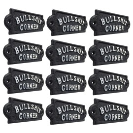 12 Cast Iron Bullshit Corner Sign Man Cave Decor Plaque Embossed Black & White