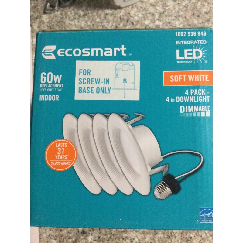 EcoSmart 60w 4 in. White integrated LED Recessed Trim Soft
