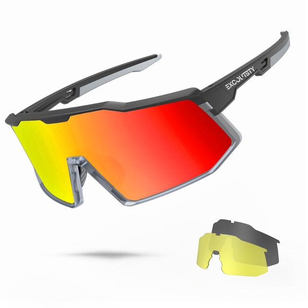 Excoutsty Polarized Sports Sunglasses for Men Women,UV400 Windproof Baseball Cycling