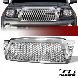 GTRacers For 05-11 Toyota Tacoma Chrome Honeycomb Mesh Front Bumper Hood Grill Grille ABS