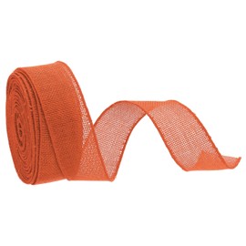 MECCANIXITY Burlap Ribbon Fabric Wired Edge Ribbons Orange 1-1/2 Inch x 10 Yard for Gift Wrapping, Bow, Wreath, Christmas Tree, Flower Bouquet
