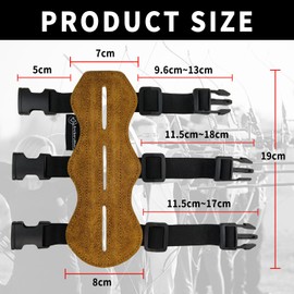 Archery Arm Guard Leather Archery Forearm Guard with Side-release Buckles,19cm Protective arm guard for both adults and kids for shooting & hunting