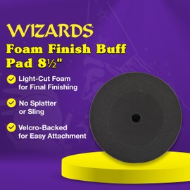 Wizards Foam Finish Buff Pad - Velcro Backed, Light Polish Foam Pad for Car Detailing - ‎No Splatter with Soft Clears Results for Auto Detailing Supplies - ‎8½" x 1¼"