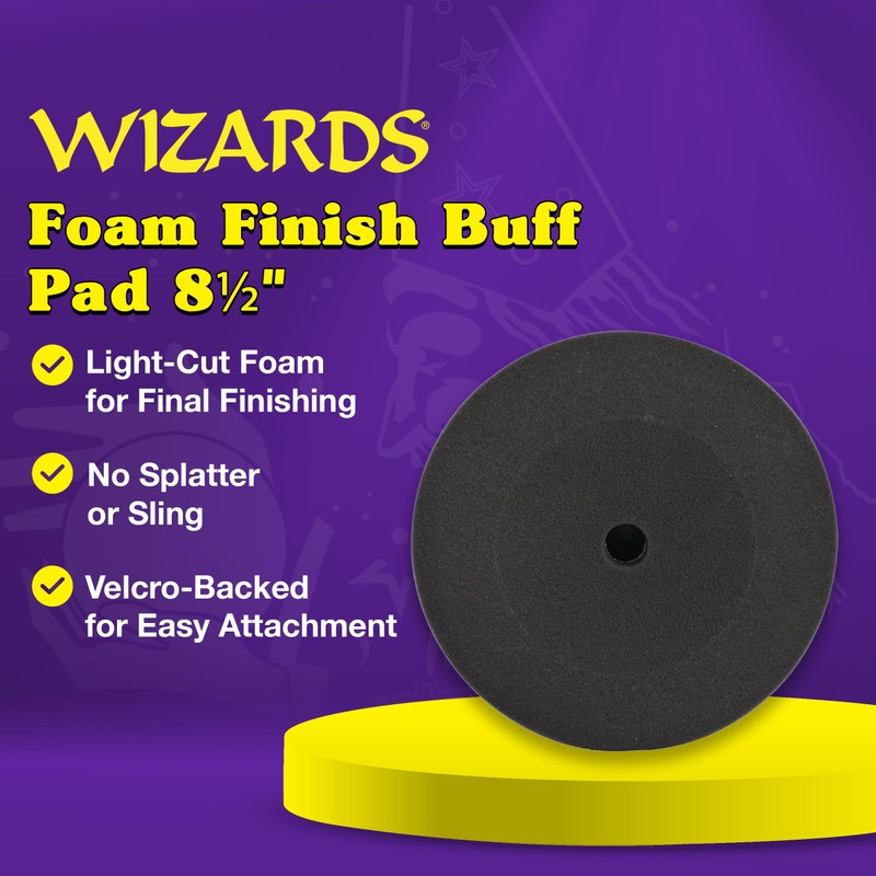 Wizards Foam Finish Buff Pad - Velcro Backed, Light Polish