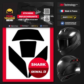 Yellow Bear© Easy Replica Shark D-Skwal I3™, Kit of 4 Reflective Stickers for Motorcycle Helmets, 3M™ Technology (Black, Shark SKWAL I3)